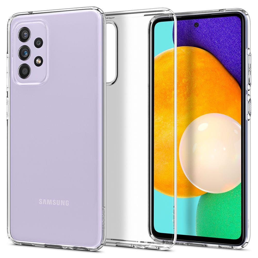 Противоударен Силиконов Калъф за Samsung A72, Spigen Liquid Crystal Case, Прозрачен (2)