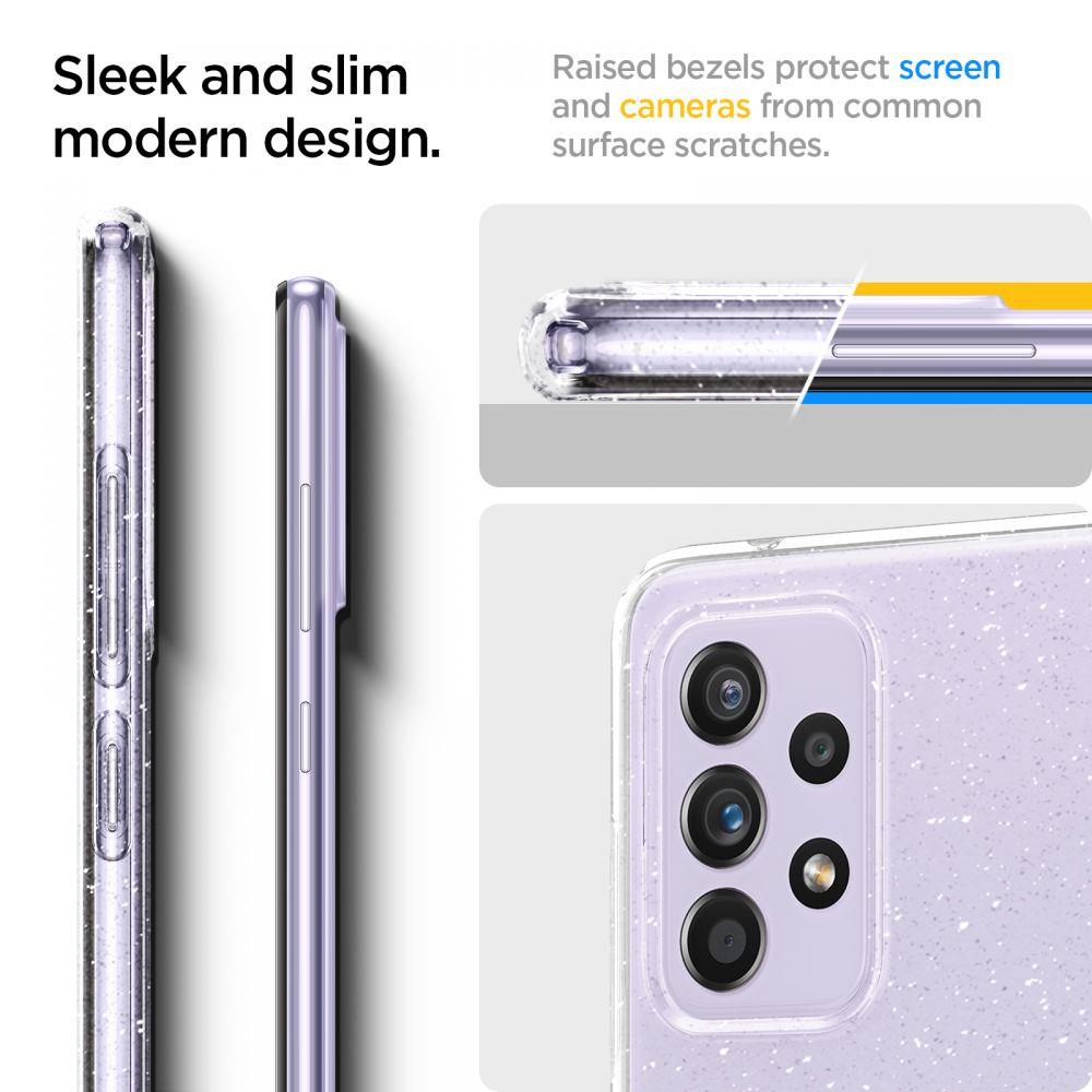 Противоударен Блестящ Калъф за Samsung A72, Spigen Liquid Crystal Glitter Quartz Case, Прозрачен (4)