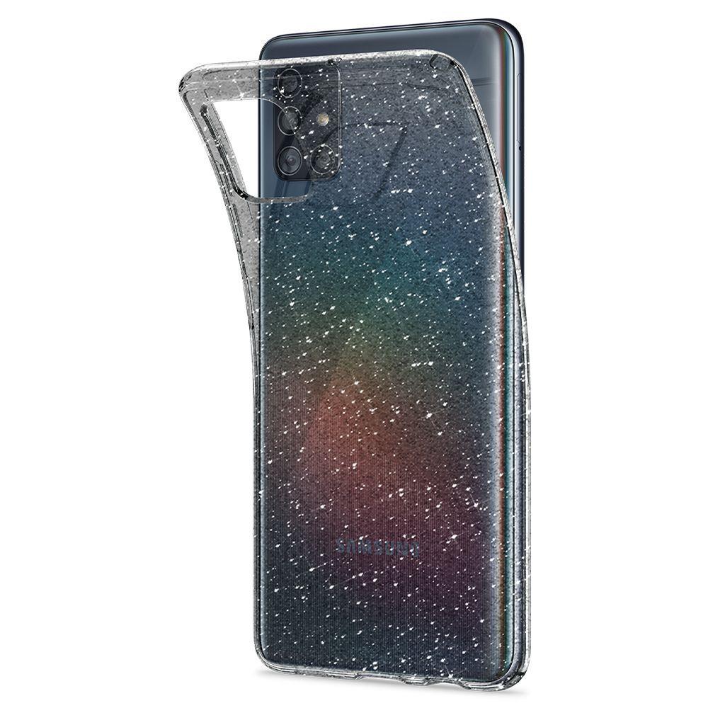 Противоударен Блестящ Калъф за Samsung A71, Spigen Liquid Crystal Glitter Quartz Case, Прозрачен (5)