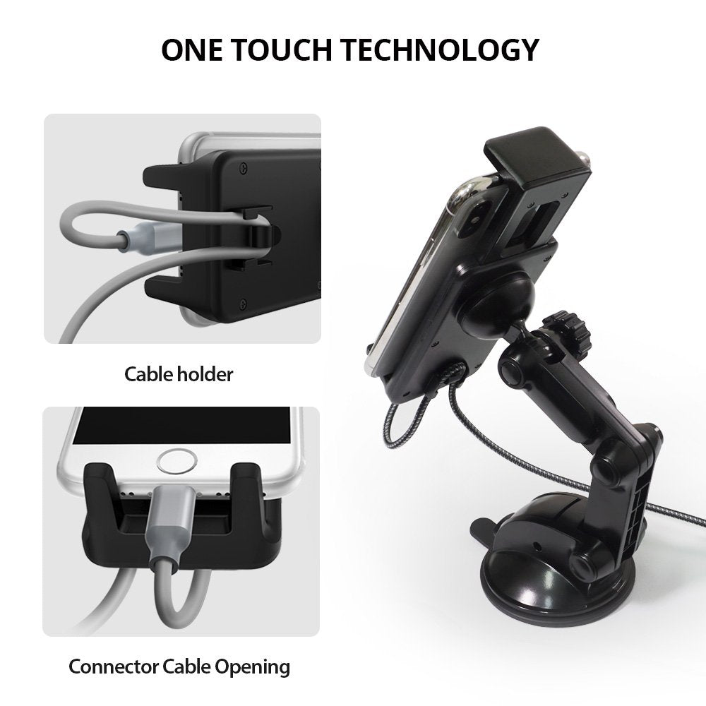 Вакуумна Стойка за Кола за Таблет и Телефон, Ringke Board Car Holder, Черен (7)