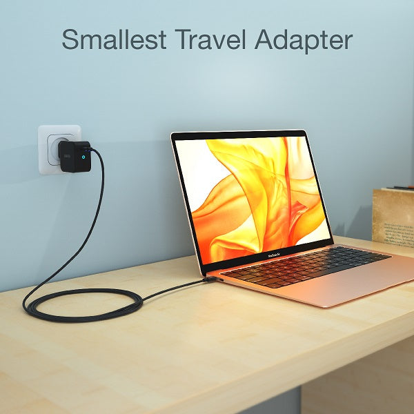 Зарядно за Apple Macbook и Лаптопи с USB-C, Choetech 220v Mini GaN 61W, Черен (7)