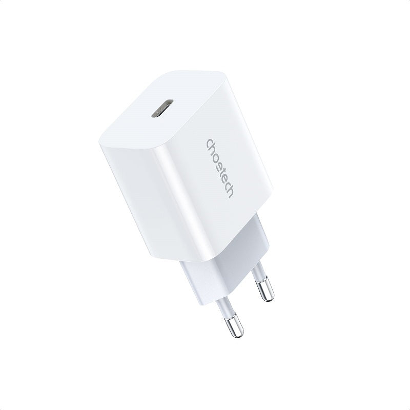 Бързо Зарядно с USB-C за iPhone, Choetech 220v PD3.0 20W, Бял (2)