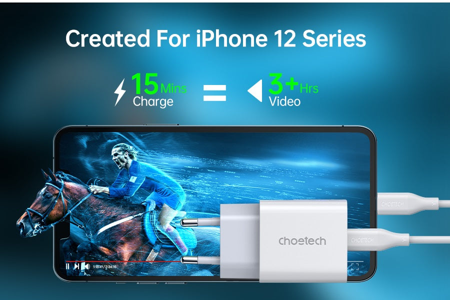 Бързо Зарядно с USB-C за iPhone, Choetech 220v PD3.0 20W, Бял (7)