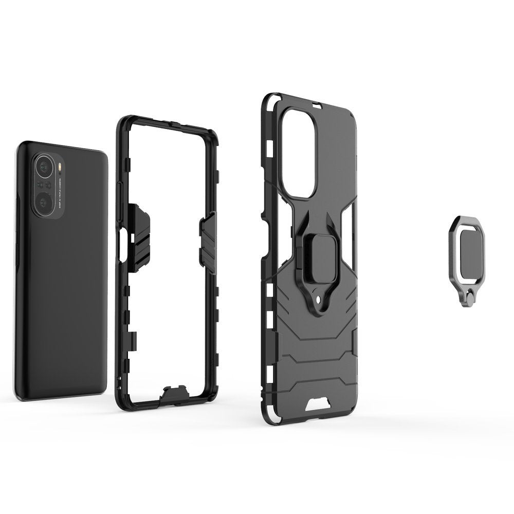 Калъф със Стойка-Пръстен за Xiaomi Poco F3, Kickstand Armor Case, Черен (5)