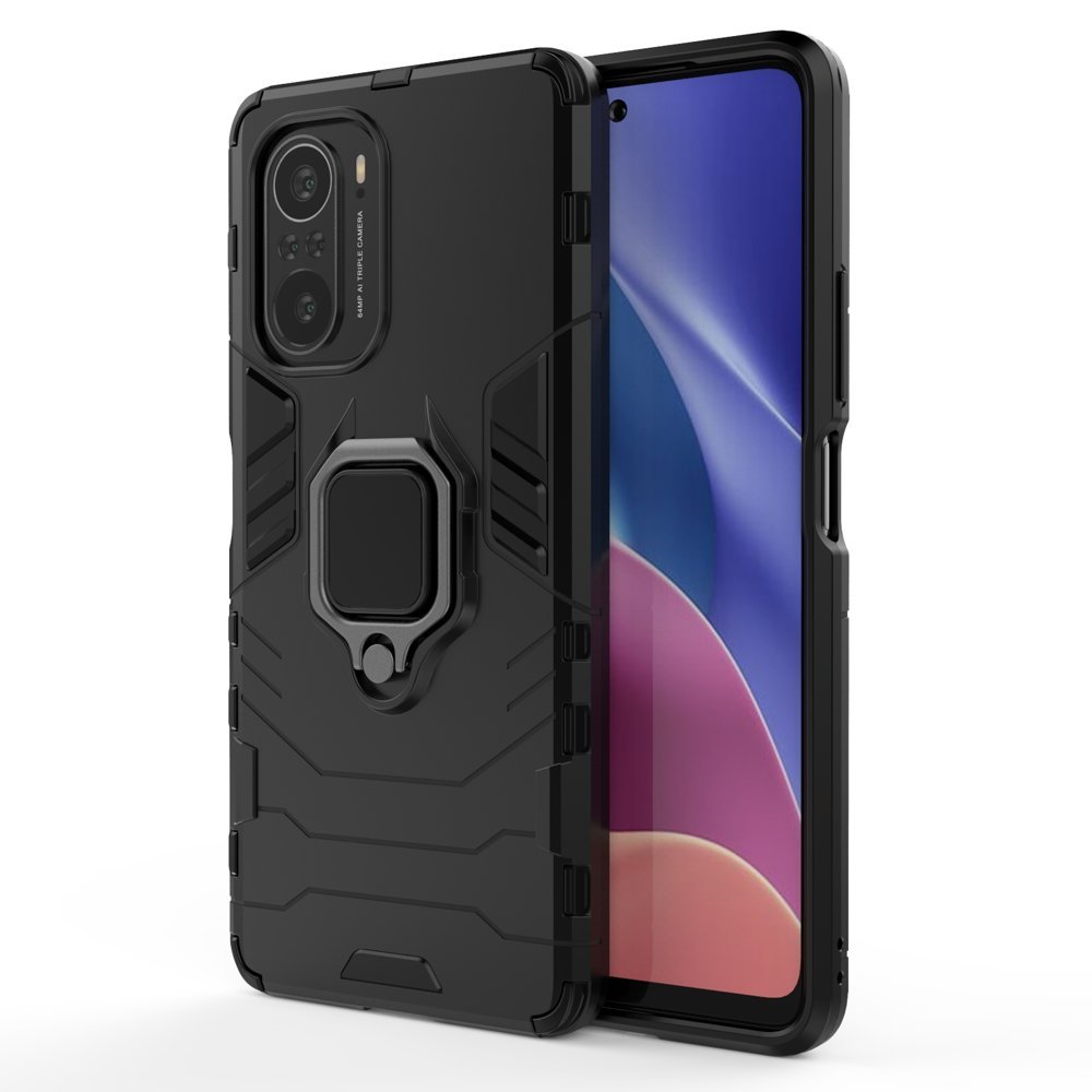 Калъф със Стойка-Пръстен за Xiaomi Poco F3, Kickstand Armor Case, Черен