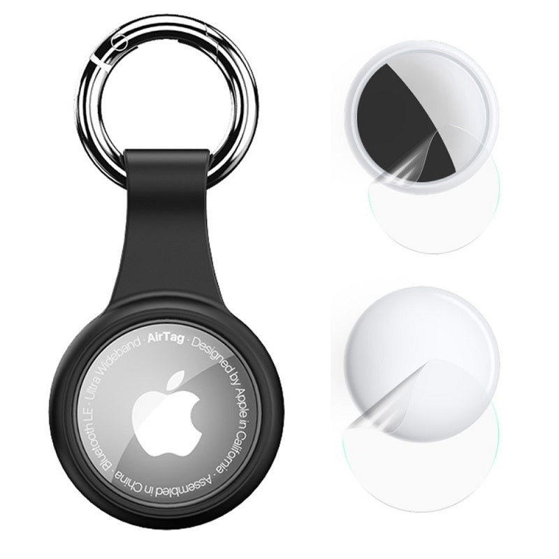 Силиконов Калъф + Протектори за Apple AirTag, Flexible Case Trio, Черен