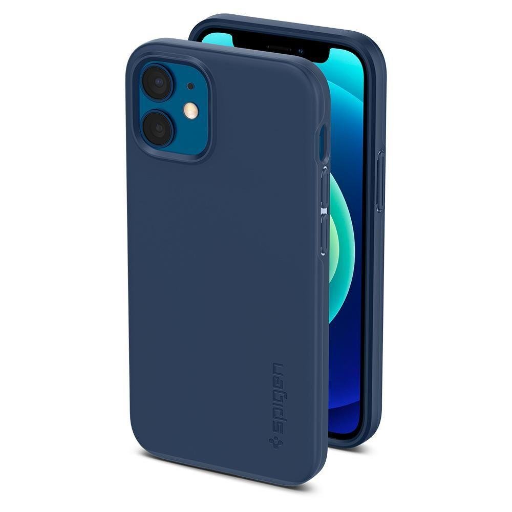 Противоударен Калъф за iPhone 12 Mini, Spigen Thin Fit Case, Син
