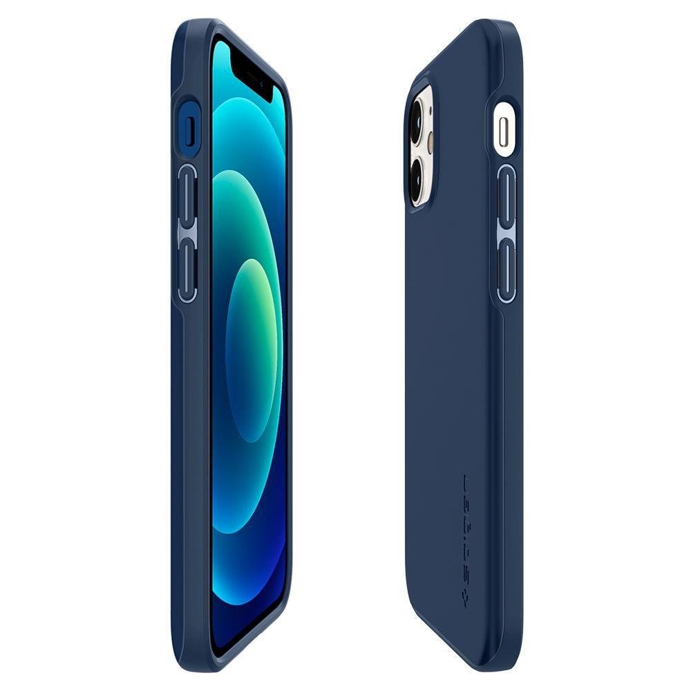 Противоударен Калъф за iPhone 12 Mini, Spigen Thin Fit Case, Син (3)