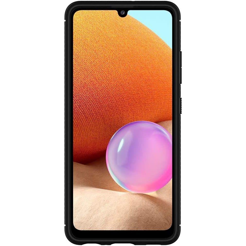 Противоударен Силиконов Калъф за Samsung A32 4G, Spigen Rugged Armor Case, Черен (5)