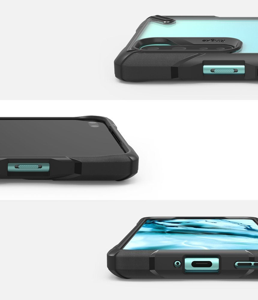 Противоударен Хибриден Калъф за Oneplus Nord, Ringke Fusion X Camouflage Case, Черен (3)