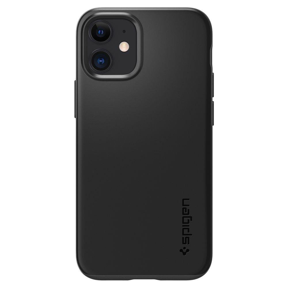 Противоударен Калъф за iPhone 12 Mini, Spigen Thin Fit Case, Черен (6)