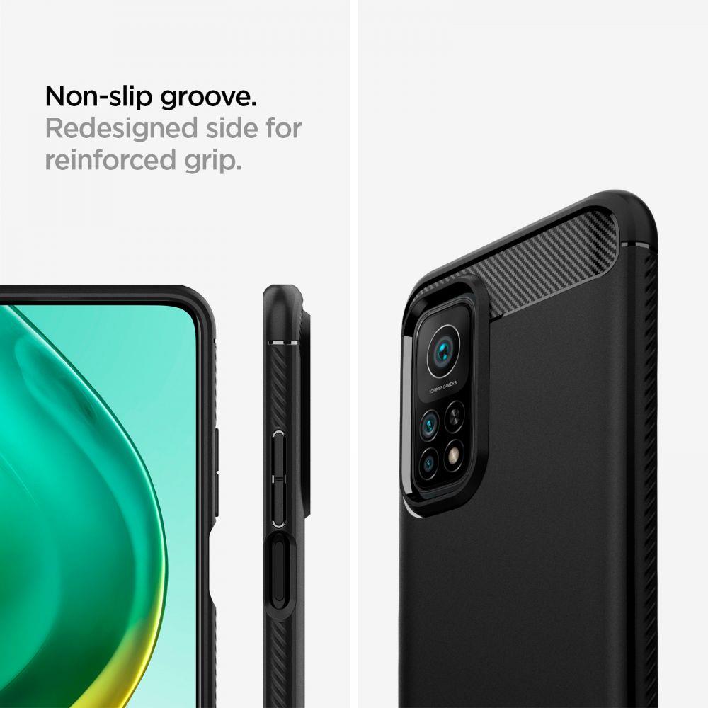Противоударен Силиконов Калъф за Xiaomi Mi 10T/Pro, Spigen Rugged Armor Case, Черен (3)