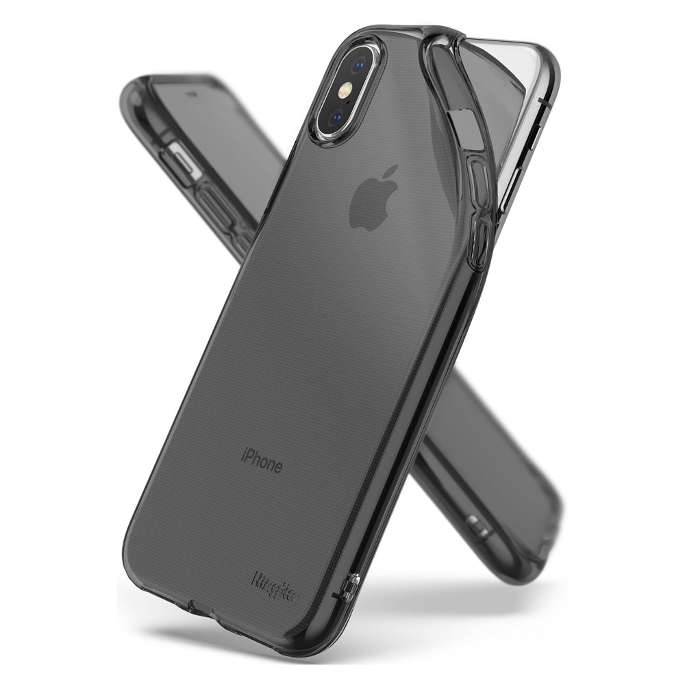 Противоударен Силиконов Калъф за iPhone XS/X, Полупрозрачен, Ringke Air Case, Черен