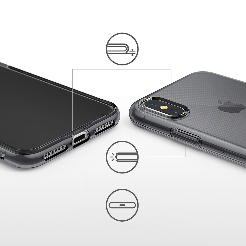 Противоударен Силиконов Калъф за iPhone XS/X, Полупрозрачен, Ringke Air Case, Черен (2)