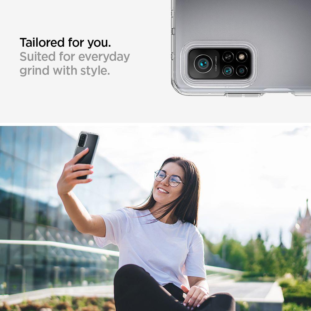 Противоударен Силиконов Калъф за Xiaomi Mi 10T/Pro, Spigen Liquid Crystal Case, Прозрачен (6)