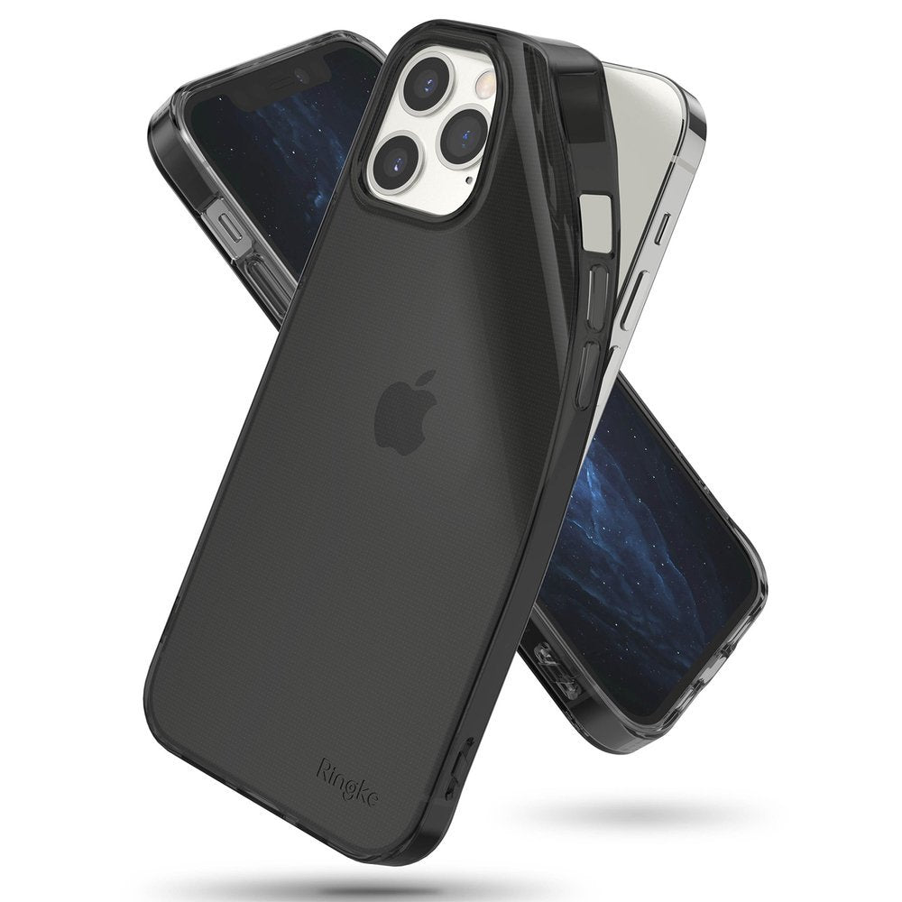 Противоударен Силиконов Калъф за iPhone 12 Pro Max, Полупрозрачен, Ringke Air Case, Черен (2)
