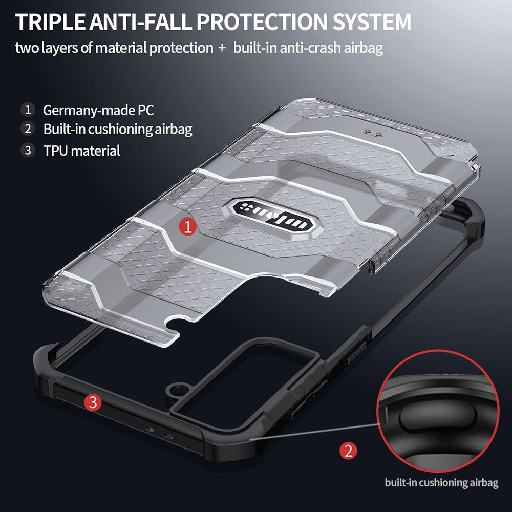 Противоударен Хибриден Калъф за Samsung S21, Explorer Triple Case, Черен (4)