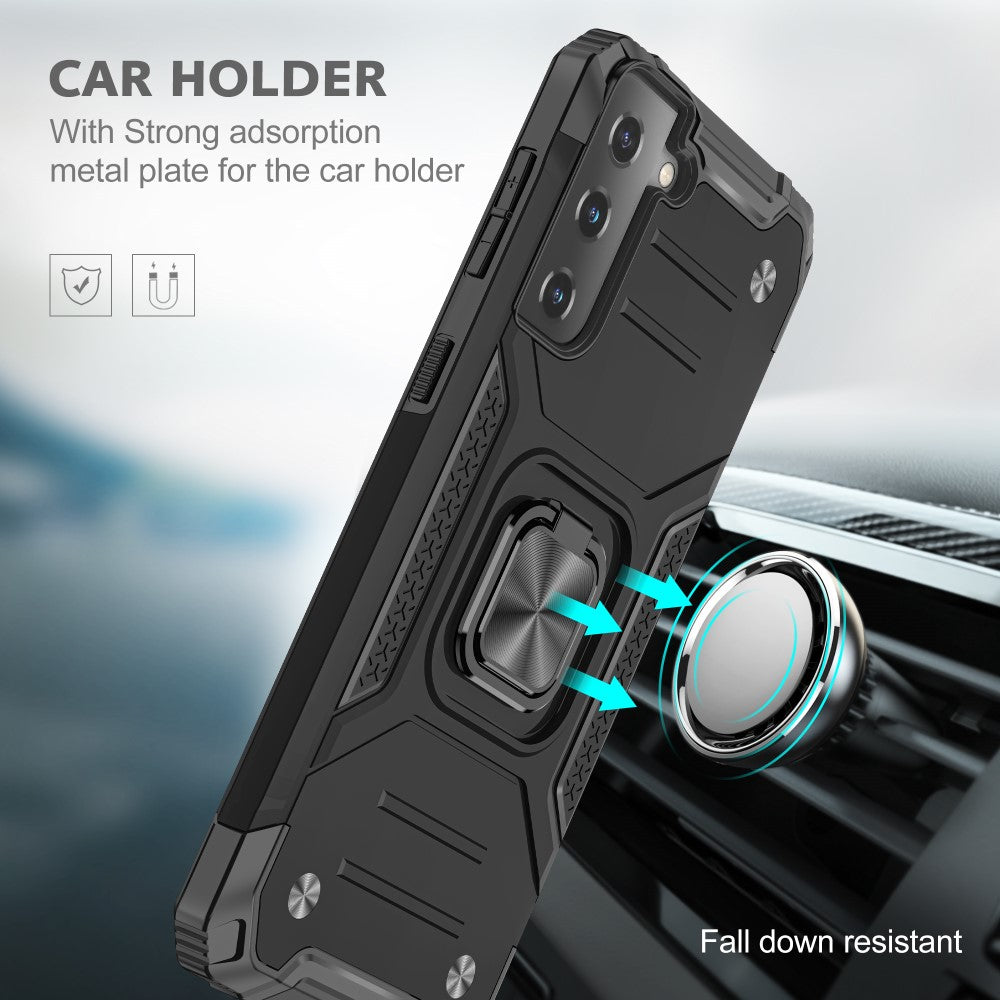 Калъф със Стойка-Пръстен за Samsung S21, Armor Style Case, Черен (4)