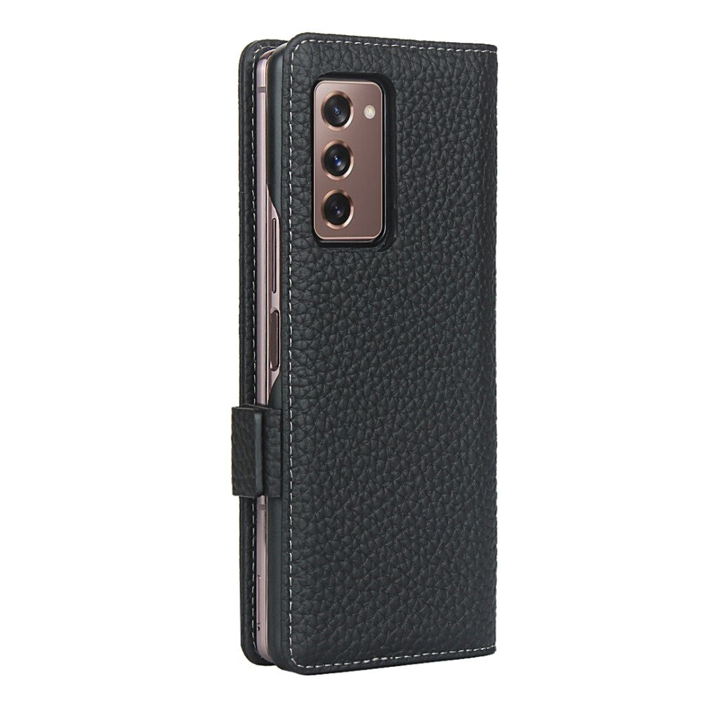 Кожен Калъф с Поставка за Samsung Z Fold 2, GKK Leather Case, Черен (7)
