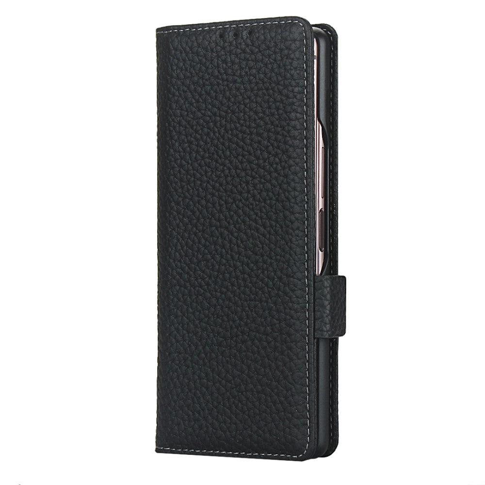 Кожен Калъф с Поставка за Samsung Z Fold 2, GKK Leather Case, Черен (8)