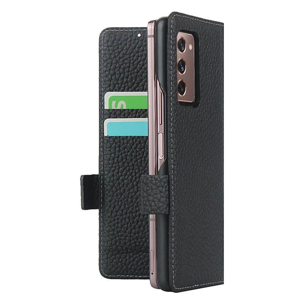 Кожен Калъф с Поставка за Samsung Z Fold 2, GKK Leather Case, Черен (2)