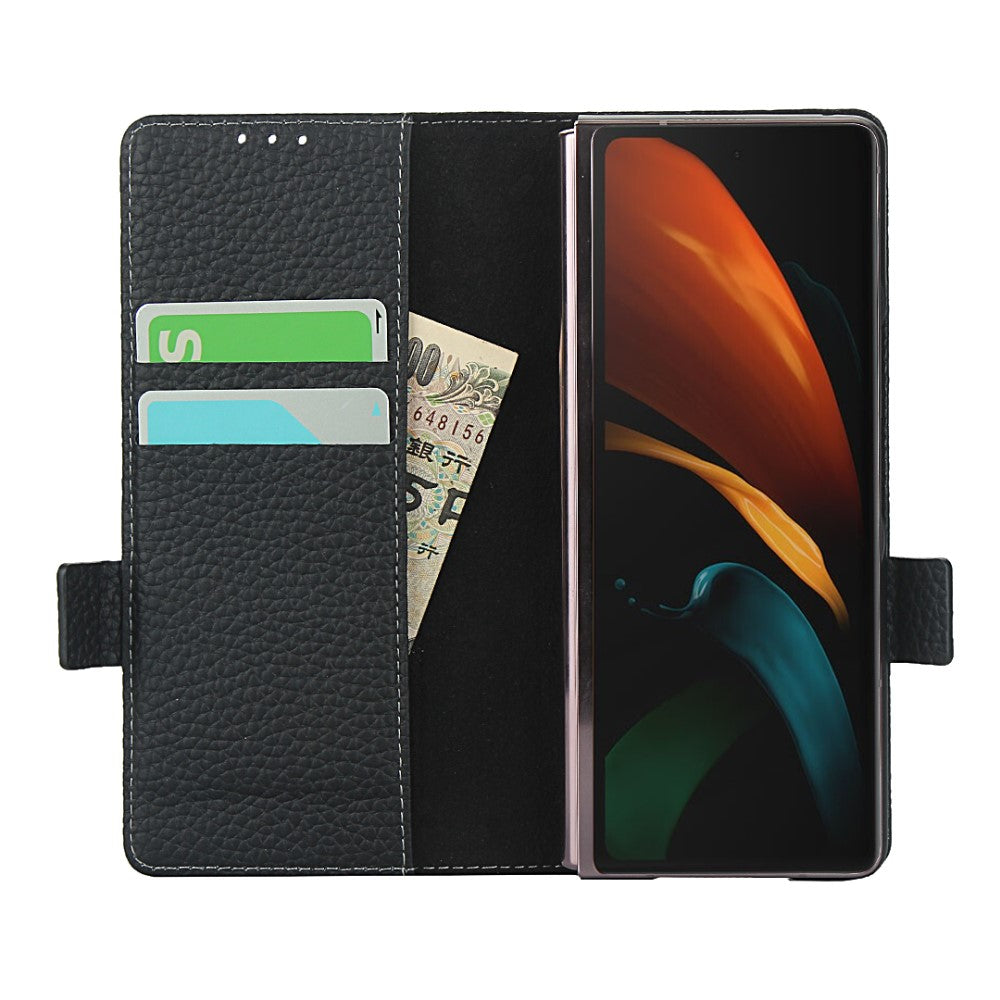 Кожен Калъф с Поставка за Samsung Z Fold 2, GKK Leather Case, Черен (3)
