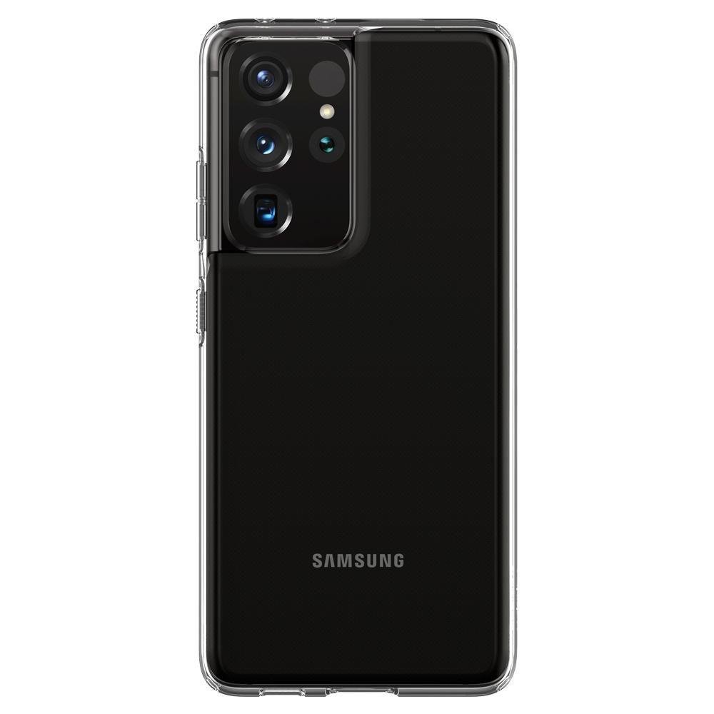 Противоударен Силиконов Калъф за Samsung S21 Ultra, Spigen Liquid Crystal Case, Прозрачен (4)