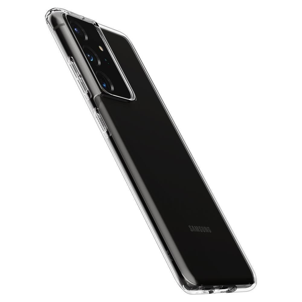 Противоударен Силиконов Калъф за Samsung S21 Ultra, Spigen Liquid Crystal Case, Прозрачен (7)