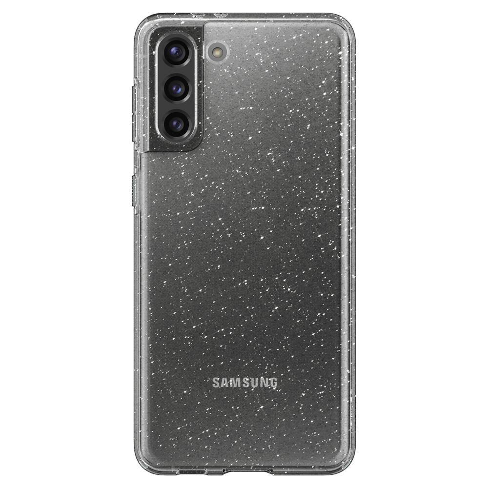 Противоударен Блестящ Калъф за Samsung S21, Spigen Liquid Crystal Glitter Quartz Case, Прозрачен (5)