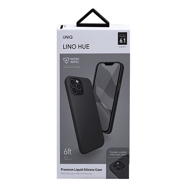 Силиконов Калъф за iPhone 12/Pro, Uniq Lino Hue Case, Черен (7)
