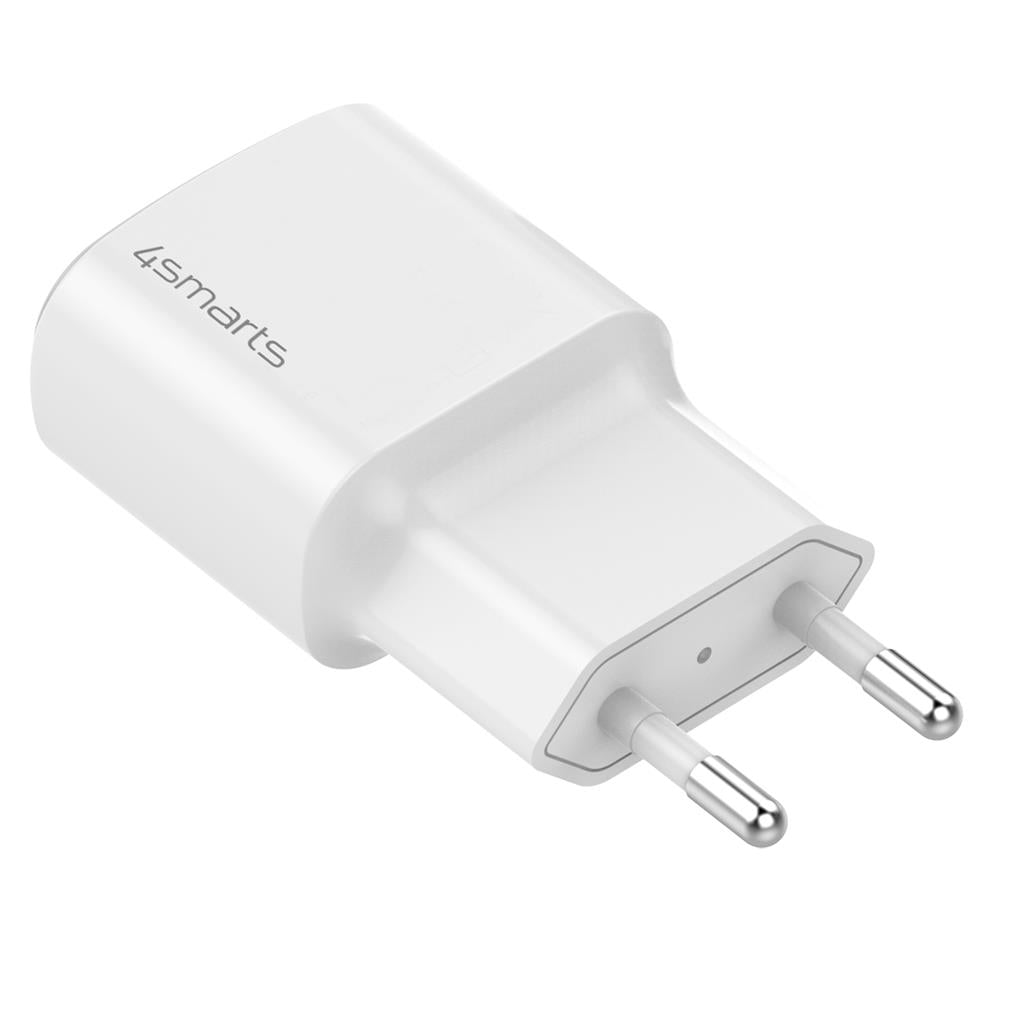 Бързо Зарядно с USB-C за iPhone, 4Smarts 220v DoublePort PD/QC 3.0 20w, Бял (4)