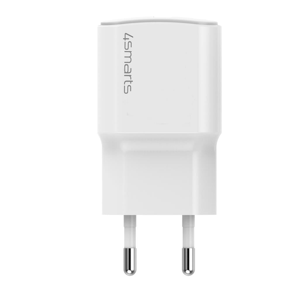 Бързо Зарядно с USB-C за iPhone, 4Smarts 220v DoublePort PD/QC 3.0 20w, Бял (3)