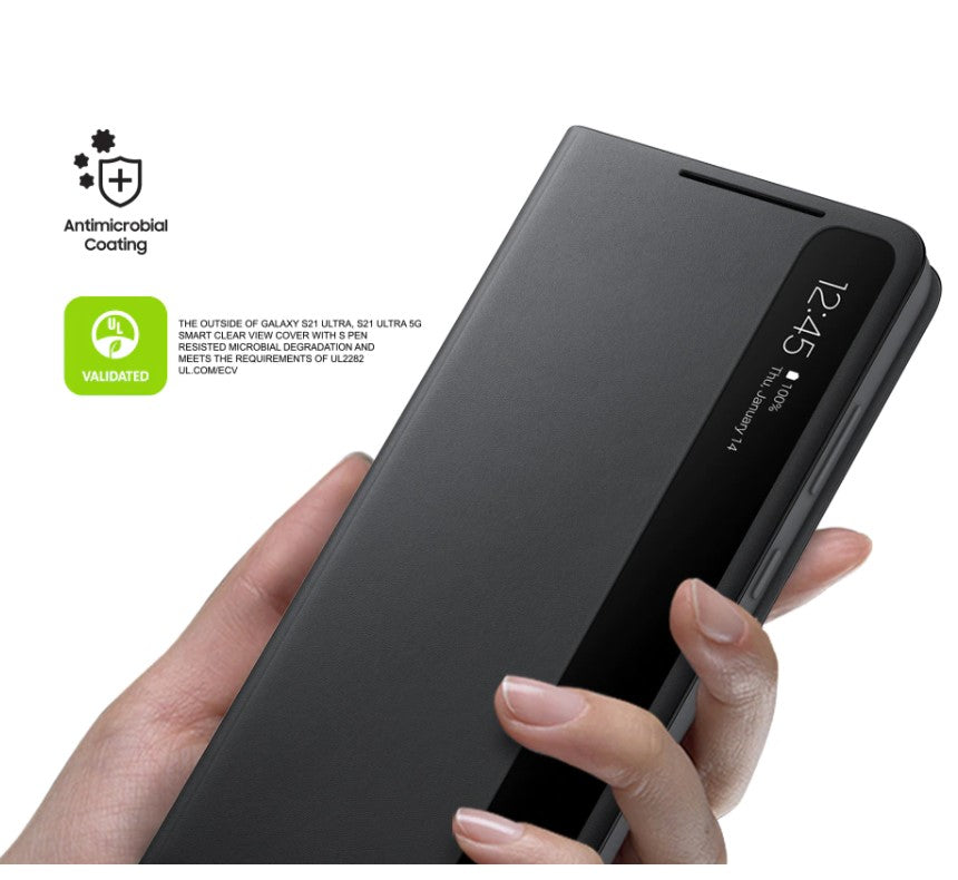 Оригинален Активен Калъф с Писалка за Samsung S21 Ultra Clear View Cover Book S Pen Case EF-ZG99PCBE, Черен (3)