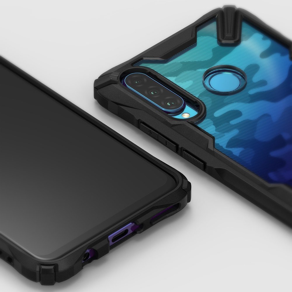 Противоударен Хибриден Калъф за Huawei P30 Lite, Ringke Fusion X Camouflage Case, Черен (4)