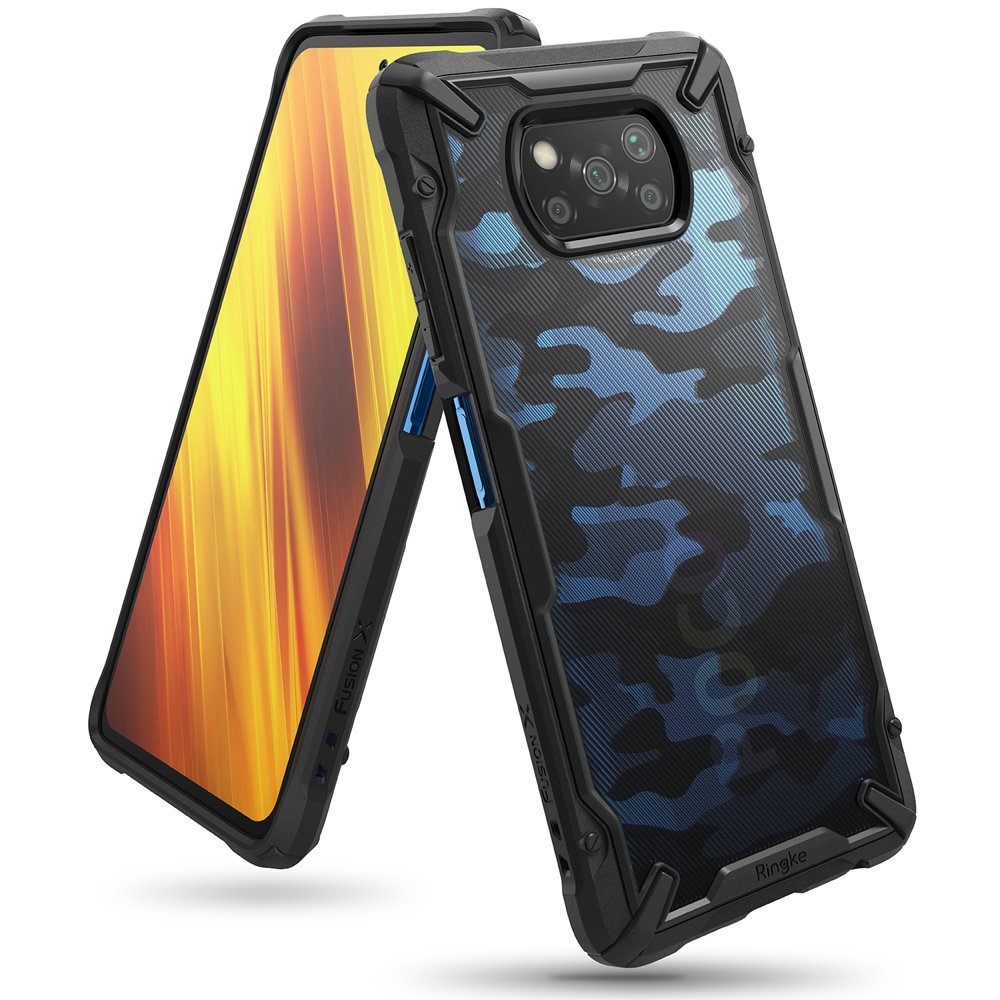 Противоударен Хибриден Калъф за Xiaomi Poco X3, Ringke Fusion X Camo Case, Черен