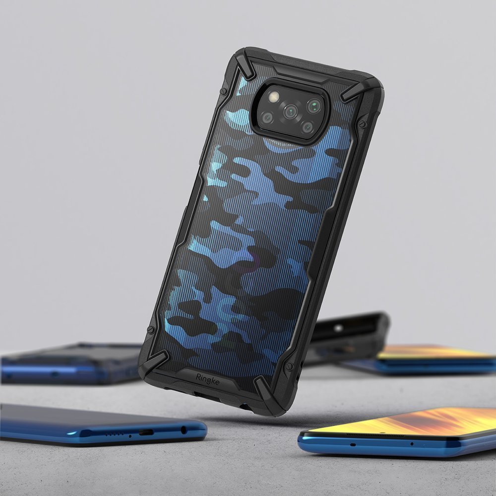 Противоударен Хибриден Калъф за Xiaomi Poco X3, Ringke Fusion X Camo Case, Черен (2)