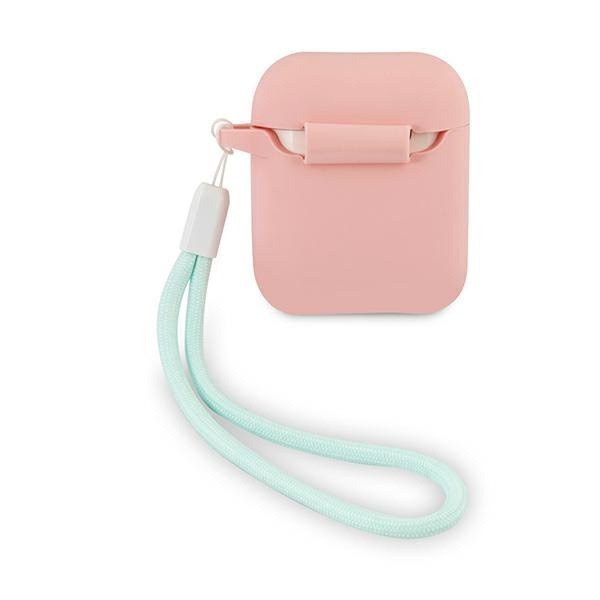Луксозен Калъф за Apple Airpods 2, Guess Silicone Case, Розов (2)