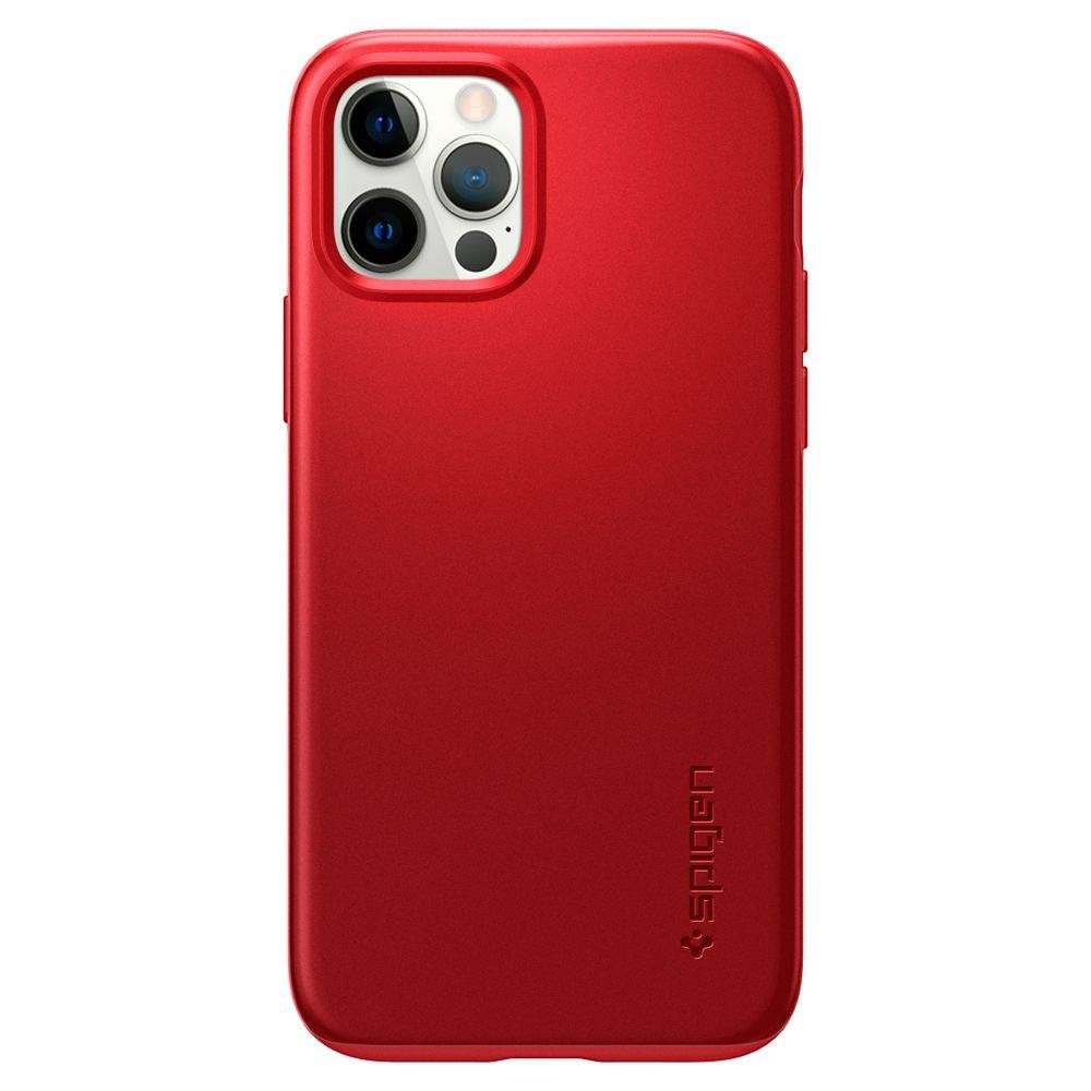 Противоударен Калъф за iPhone 12/Pro, Spigen Thin Fit Case, Червен (5)