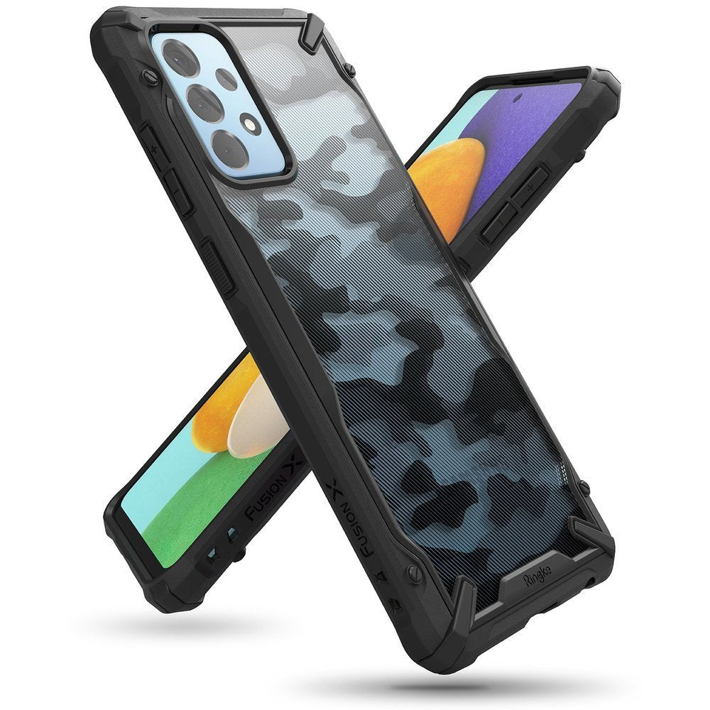Противоударен Хибриден Калъф за Samsung A52, Ringke Fusion X Camo, Черен
