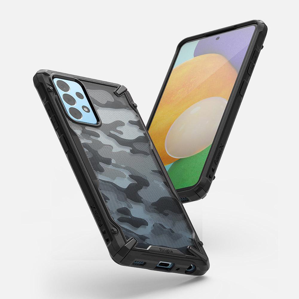 Противоударен Хибриден Калъф за Samsung A52, Ringke Fusion X Camo, Черен (3)
