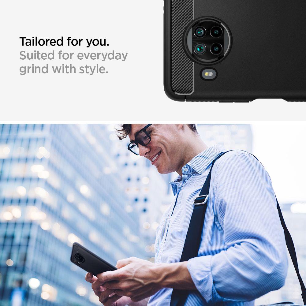Противоударен Силиконов Калъф за Xiaomi Mi 10T Lite, Spigen Rugged Armor Case, Черен (5)