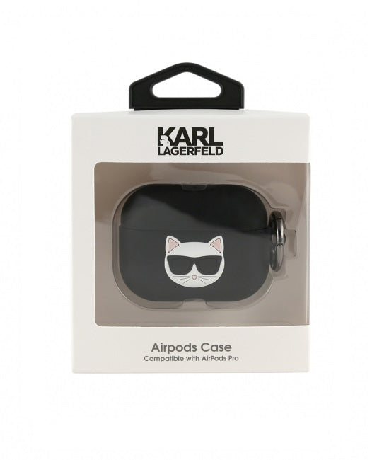 Луксозен Калъф за Apple Airpods Pro, Karl Lagerfeld Silicone Choupette Case, Черен (3)