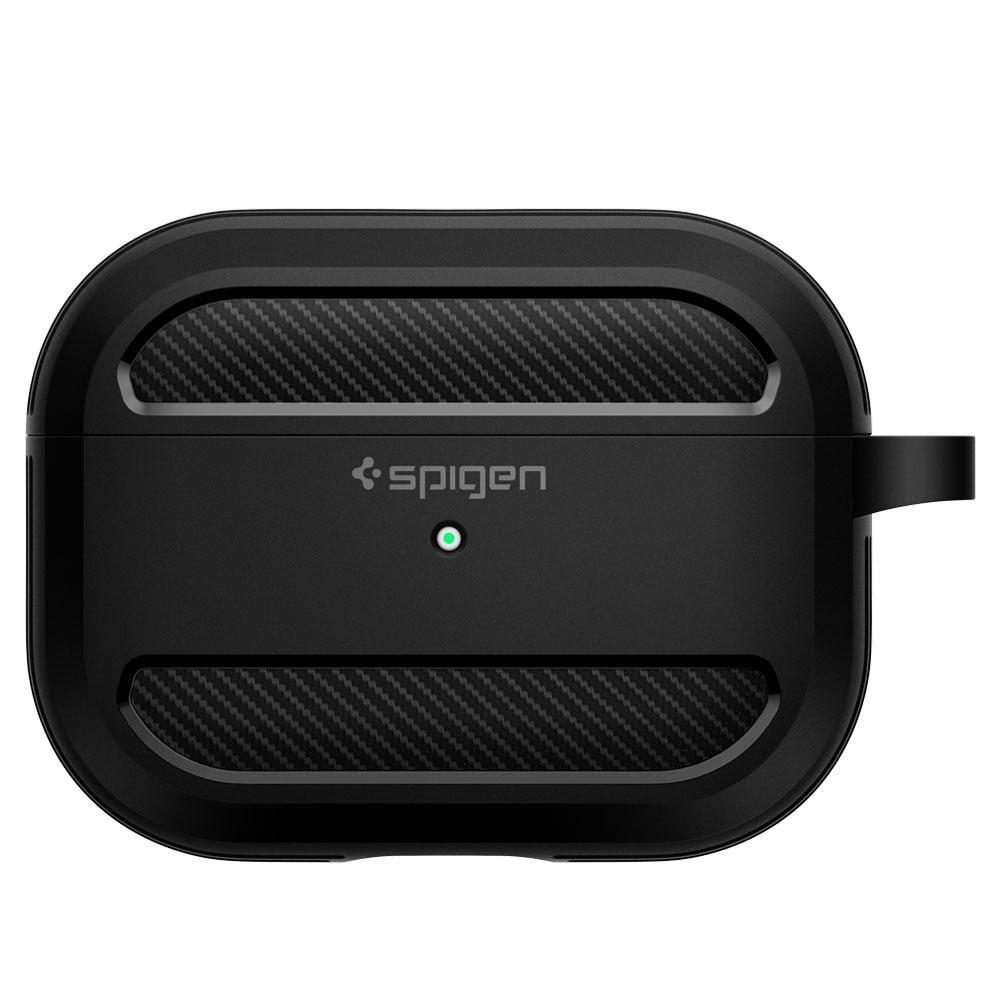 Противоударен Силиконов Калъф за Apple AirPods Pro, Spigen Rugged Armor Case, Черен (5)