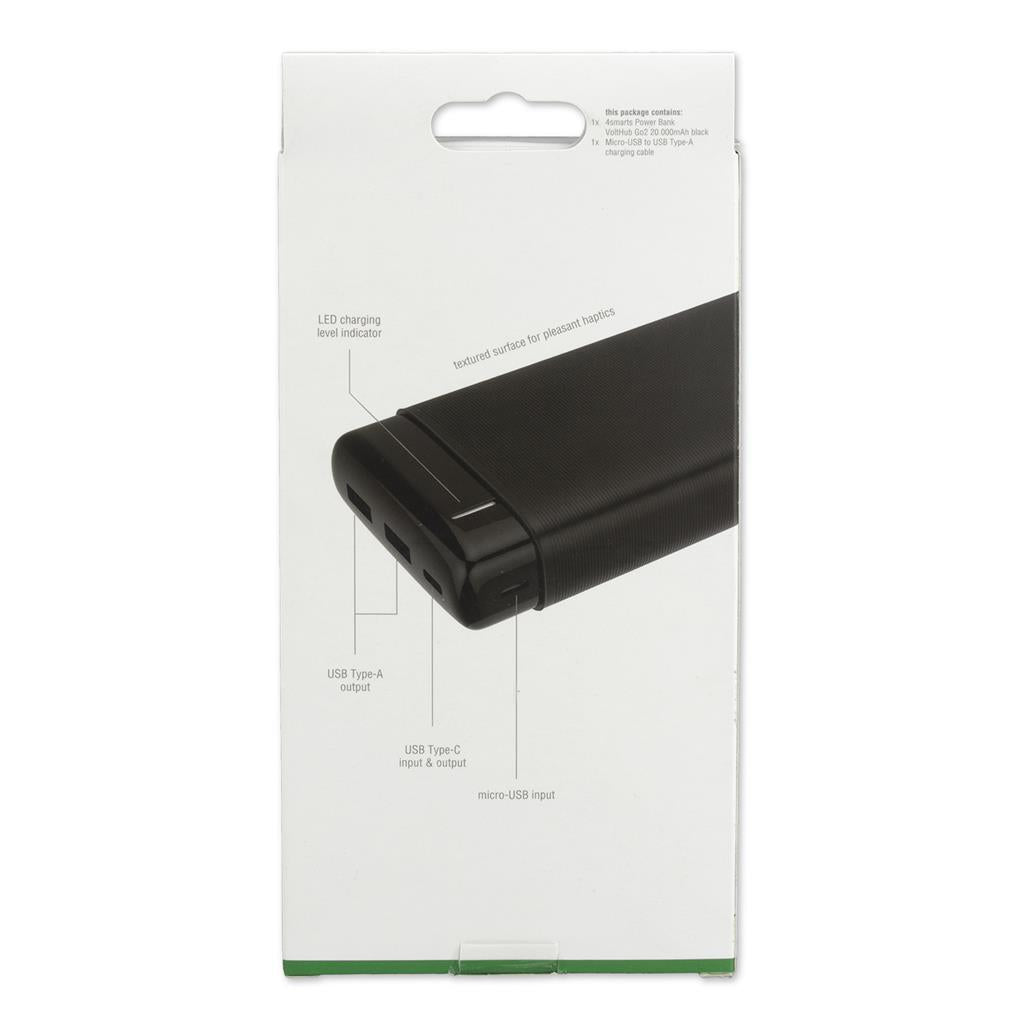 Външна Батерия с USB-C, 4Smarts Power Bank Volthub Go2 3-Ports 20000mAh, Черен (5)