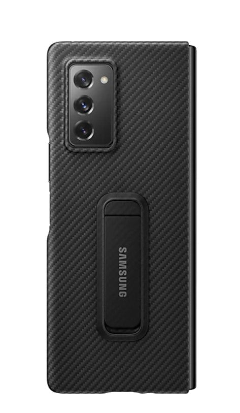 Оригинален Калъф с Поставка за Samsung Z Fold 2, Aramid Carbon Case, Черен