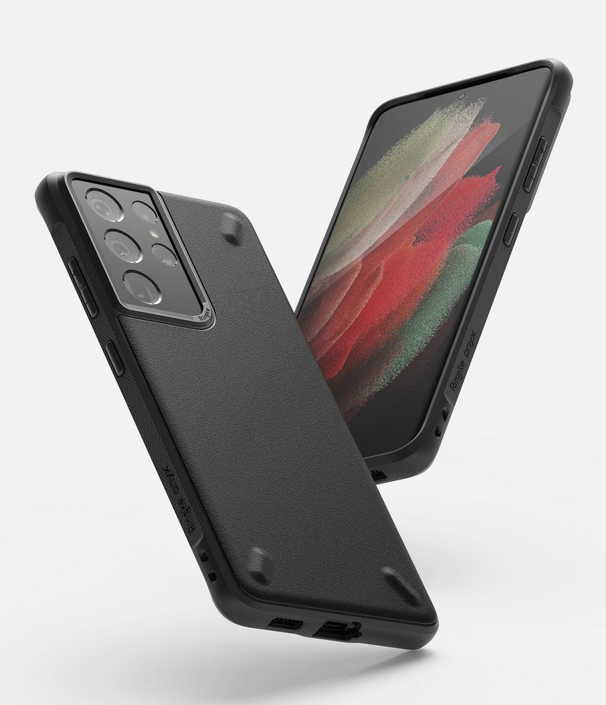 Противоударен Силиконов Калъф за Samsung S21 Ultra, Ringke Onyx Case, Черен (2)
