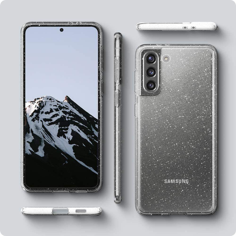 Противоударен Блестящ Калъф за Samsung S21 Plus, Spigen Liquid Crystal Glitter Quartz Case, Прозрачен (5)