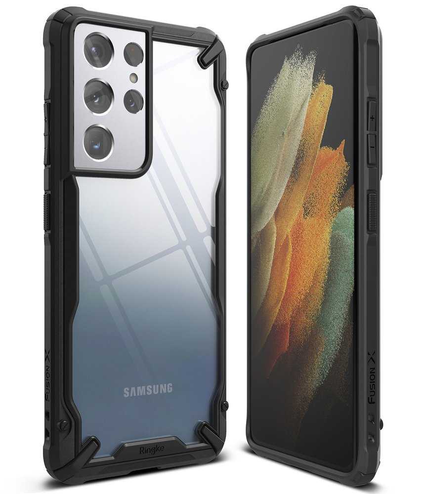 Противоударен Хибриден Калъф за Samsung S21 Ultra, Ringke Fusion X Case, Черен (2)
