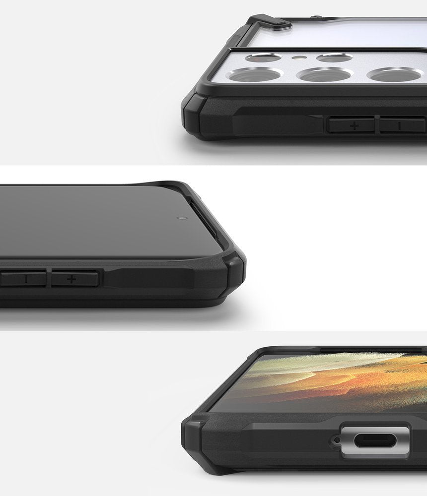 Противоударен Хибриден Калъф за Samsung S21 Ultra, Ringke Fusion X Case, Черен (4)