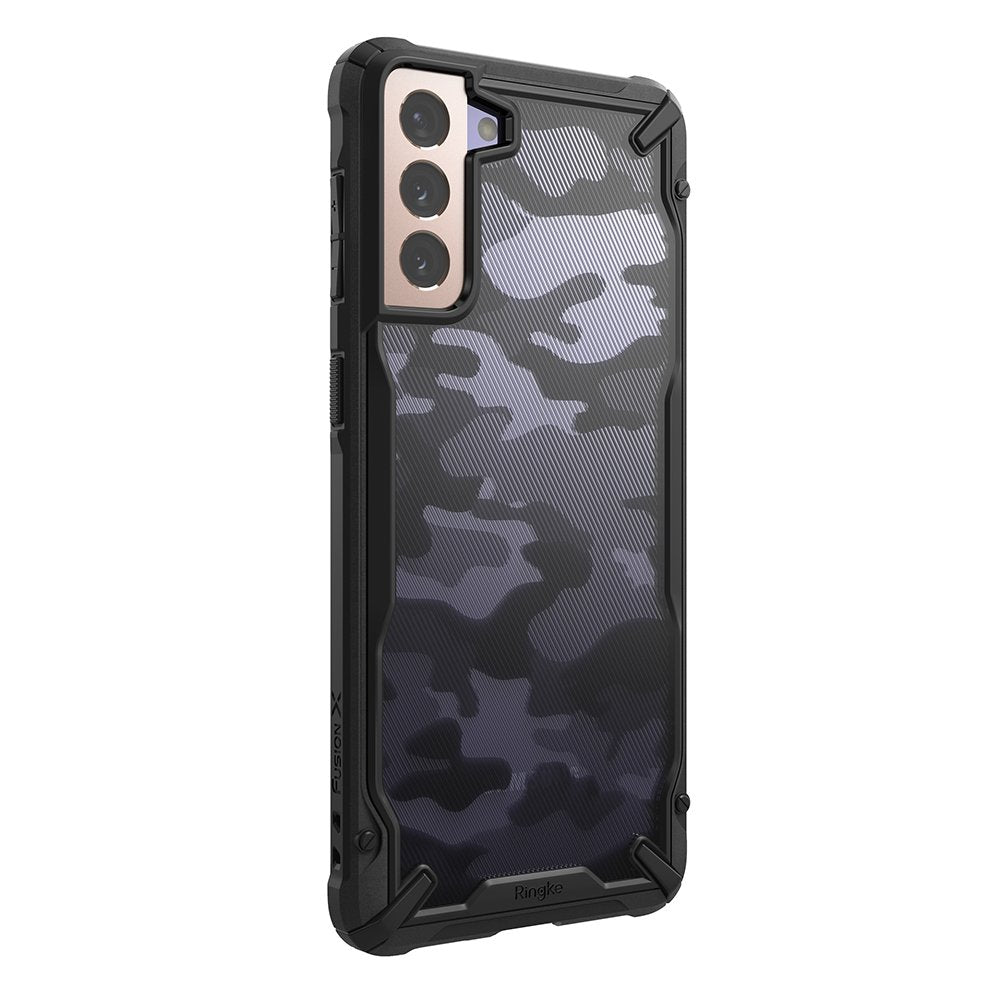 Противоударен Хибриден Калъф за Samsung S21 Plus, Ringke Fusion X Camouflage Case, Черен (7)